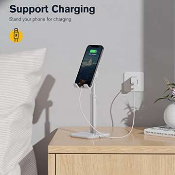 apiker Cell Phone Stand Holder for Desk,Compatible with All Smart Phone, White