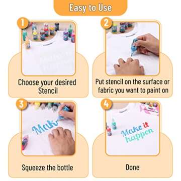 Mr. Pen- 3D Fabric Paint Set, 12 Colors, 0.67 oz, 3D Paint for Fabric, Paint for Fabric, 3D Paint for Clothing, T-Shirt Paint, Fabric Paint for Clothes