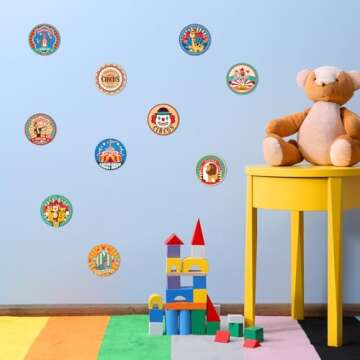 Zonon 500 Pieces Carnival Stickers Circus Party Stickers Carnival Animal Clown Sticker Carnival Themed Party Favors for Envelope Seals Goodie Bags Birthday Party Decoration, 12 Styles