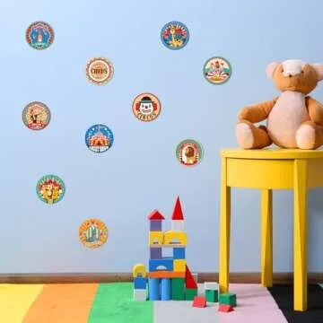 Zonon 500 Pieces Carnival Stickers Circus Party Stickers Carnival Animal Clown Sticker Carnival Themed Party Favors for Envelope Seals Goodie Bags Birthday Party Decoration, 12 Styles