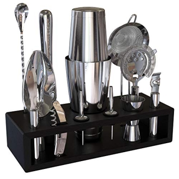 Highball & Chaser 13-Piece Cocktail Shaker Set with Stand