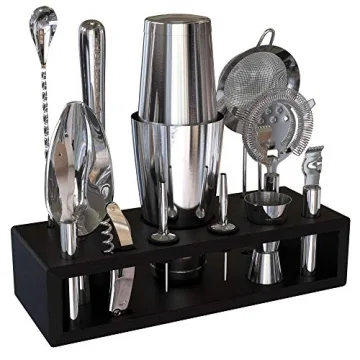 Highball & Chaser 13-Piece Cocktail Shaker Set with Stand