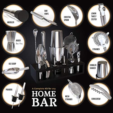 Highball & Chaser 13-Piece Cocktail Shaker Set with Stand