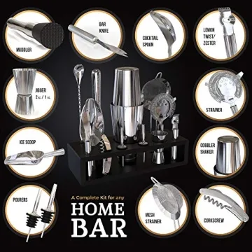 Highball & Chaser 13-Piece Cocktail Shaker Set with Stand