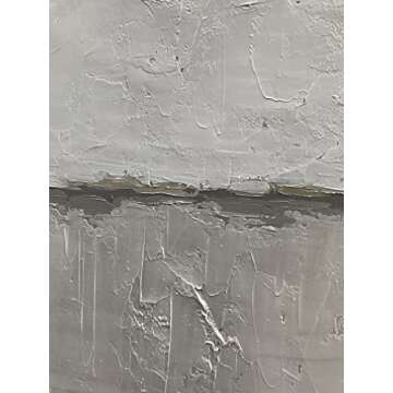 NANKAI Abstract Canvas Wall Art Hand-Painted Grey Minimalist Painting on Canvas White Acrylic Painti...