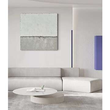 NANKAI Abstract Canvas Wall Art Hand-Painted Grey Minimalist Painting on Canvas White Acrylic Painting Original Modern Home Decor Wall Ready to Hang 24x24 inch