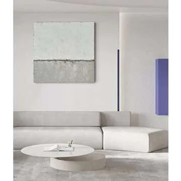 NANKAI Abstract Canvas Wall Art Hand-Painted Grey Minimalist Painting on Canvas White Acrylic Painting Original Modern Home Decor Wall Ready to Hang 24x24 inch