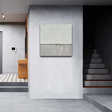 NANKAI Abstract Canvas Wall Art Hand-Painted Grey Minimalist Painting on Canvas White Acrylic Painting Original Modern Home Decor Wall Ready to Hang 24x24 inch