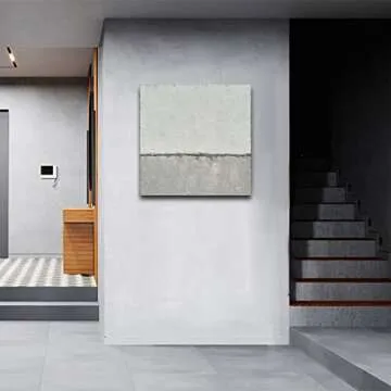 NANKAI Abstract Canvas Wall Art Hand-Painted Grey Minimalist Painting on Canvas White Acrylic Painting Original Modern Home Decor Wall Ready to Hang 24x24 inch