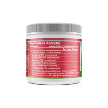 Calcium for Dogs and Cats - Fine Eggshell Powder - Strong Hip & Joint Supplement for Dogs and Cats- Dietary Supplement - No Additives - Pet's Friend Eggshellent Calcium 6oz