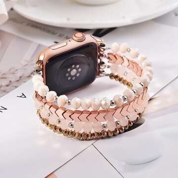 MOFREE Beaded Bracelet Compatible with Apple Watch Band 38mm/40mm/41mm/42mm（Series 10） 9/8/7/SE/...