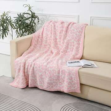 bearberry Fuzzy Leopard Knitted Throw Blanket Soft Cozy Warm Microfiber Blanket for Couch Sofa Bed T...