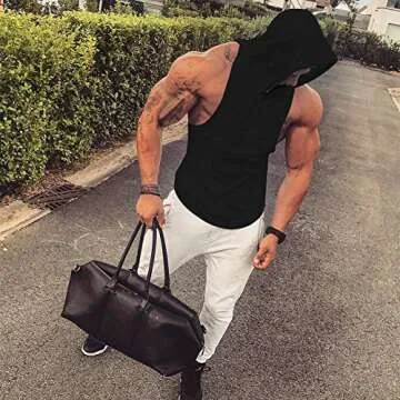 Mens Sleeveless Hoodie Fitness Vest for Gym Workouts