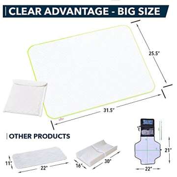 Portable Changing Pad - Waterproof Baby Changing Mat - Large Size 25.5”x31.5”- Foldable Wipeable Diaper Changing Pad - Change Diaper in Any Places On The Go for Boys & Girls - Storage Bag
