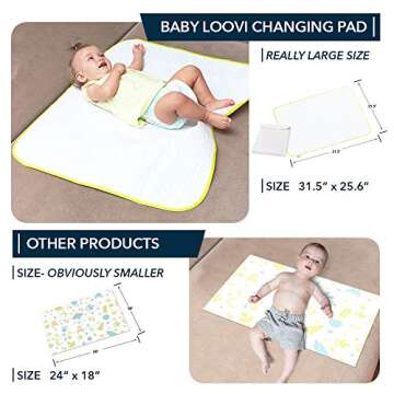 Portable Changing Pad - Waterproof Baby Changing Mat - Large Size 25.5”x31.5”- Foldable Wipeable Diaper Changing Pad - Change Diaper in Any Places On The Go for Boys & Girls - Storage Bag