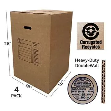 Uboxes 4 Kitchen Moving Boxes Double Wall 18x18x28" boxes,BOXBUNDKIT04