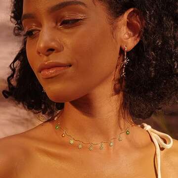 Fettero Cute Choker Necklace for Women Colorful Daisy Flower Choker Cute Chain Choker Necklace Delic...