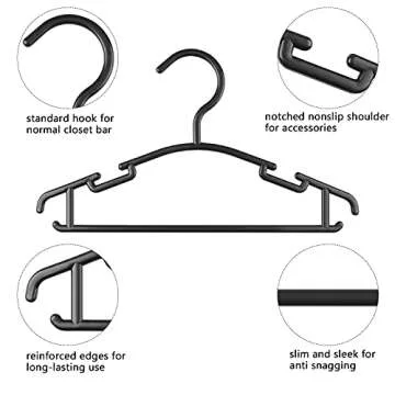 GoodtoU Baby Hangers Black Plastic 100 Pack for Kids