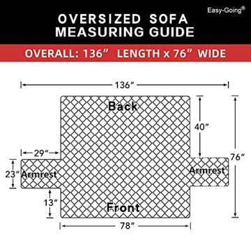Easy-Going Reversible Oversized Couch Cover for 3 Cushion Couch Sofa Cover for Dogs Water Resistant Furniture Protector Cover with Foam Sticks for Pet (Oversized Sofa, Beige/Beige)