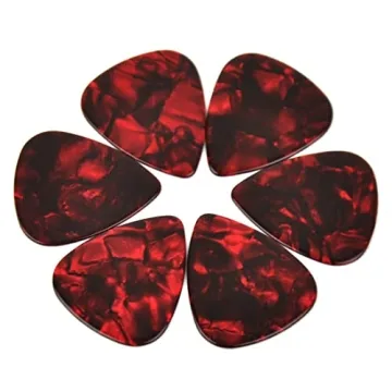 Premium Celluloid Red Pearl Guitar Picks - 24 Pack, 0.46 mm Light Gauge