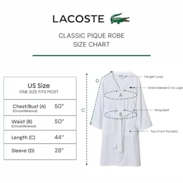 Lacoste Classic Pique Cotton Bath Robe for Men & Women