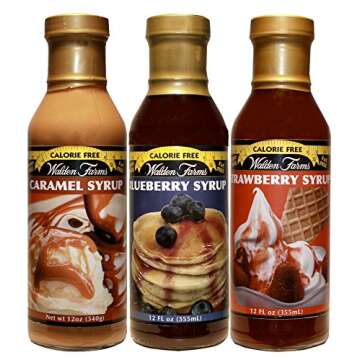 Walden Farms Syrup Variety Pack, Caramel, Blueberry, Strawberry – 3 Bottles