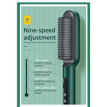 2023 Negative Ion Straightening Brush, Curler & Heated Hair Styler - 5 Temperature Settings, 2-in-1 Styling Comb with Fast Heating and Anti-Scald, Portable Electric (Red)