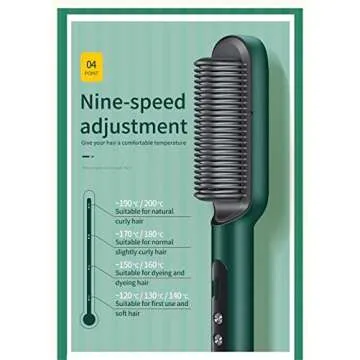 2023 Negative Ion Straightening Brush, Curler & Heated Hair Styler - 5 Temperature Settings, 2-in-1 Styling Comb with Fast Heating and Anti-Scald, Portable Electric (Red)