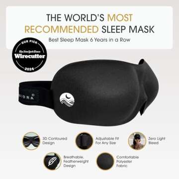 Nidra Sleep Mask for Men Women, Purple 3D Blackout Sleeping Mask, Contoured Mask for Lash Extensions...