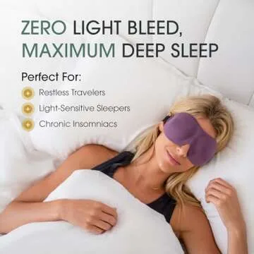 Nidra Sleep Mask for Men Women, Purple 3D Blackout Sleeping Mask, Contoured Mask for Lash Extensions, Side Sleepers Eye Cover, Zero Eye Pressure, Travel Eye Shades, Night Blindfolded for Deep Sleep