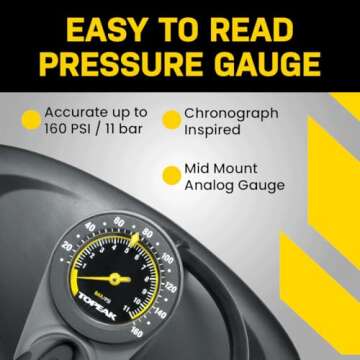 Topeak JoeBlow Max HP Bike Floor Pump, 160 PSI/11 BAR, TwinHead,Black