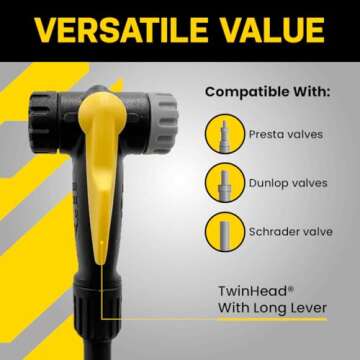 Topeak JoeBlow Max HP Bike Floor Pump, 160 PSI/11 BAR, TwinHead,Black