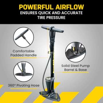 Topeak JoeBlow Max HP Bike Floor Pump, 160 PSI/11 BAR, TwinHead,Black