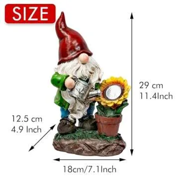 TERESA'S COLLECTIONS Sunflower Garden Gnomes Decorations for Yard with Solar Lights, Cute Resin Garden Sculptures & Statues for Outdoor Patio Lawn Ornaments,Ideal Gifts for Mom Women and Man, 11.4"