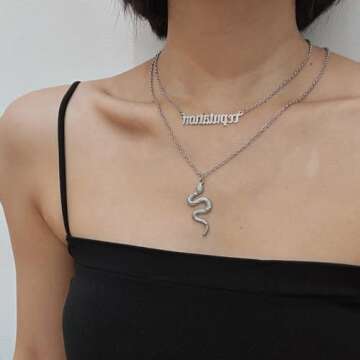 Kprusoian Vintage Layered Reputation Snake Necklace,Personality Gothic Punk Animal Necklace for Wome...