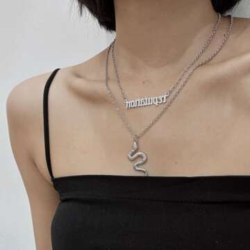 Kprusoian Vintage Layered Reputation Snake Necklace for Music Lovers