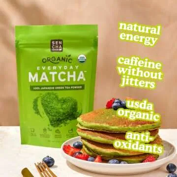 SENCHA Naturals Organic Everyday Matcha Powder, Authentic Organic Japanese Matcha Green Tea Powder, Premium First & Second Harvest Culinary Grade Organic Matcha Tea, Lattes & Baking, 12oz Bag (1 Pack)