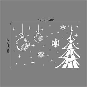 BooDecal Christmas Decorations Hanging Balls Shinning Stars Snowflakes and White Christmas Tree for ...