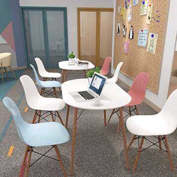 COZYCASA Dining Table Oval 47.2" Mid Century Modern White Kitchen Dinner Table White Simple Table for Home Office Kitchen Living Room Bistro Cafe, Computer Writing Desk, White (Oval)