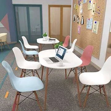 COZYCASA Dining Table Oval 47.2" Mid Century Modern White Kitchen Dinner Table White Simple Table for Home Office Kitchen Living Room Bistro Cafe, Computer Writing Desk, White (Oval)