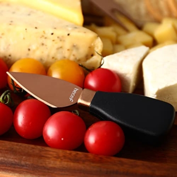 HECEF Cheese Knives Set - Stainless Steel & Acrylic Stand