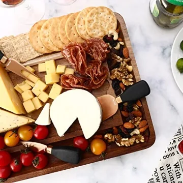 HECEF Cheese Knives Set - Stainless Steel & Acrylic Stand