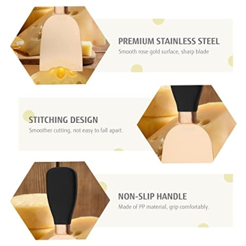 HECEF Cheese Knives Set - Stainless Steel & Acrylic Stand