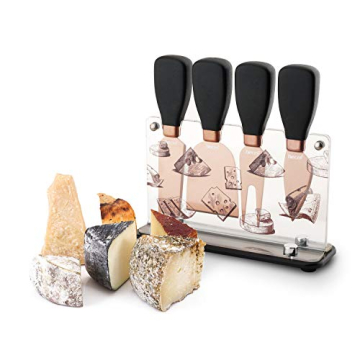 HECEF Cheese Knives Set - Stainless Steel & Acrylic Stand