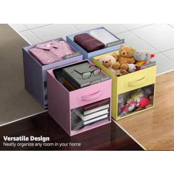 Sorbus 11 Inch Storage Bins - 6 Foldable Baskets for Organizing