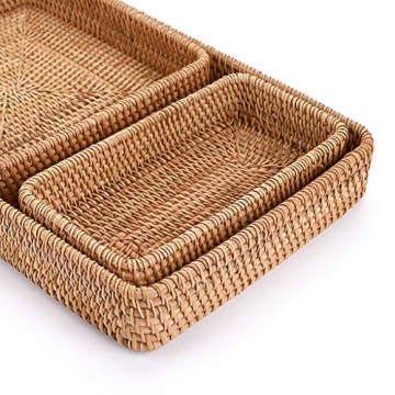 Stylish Handwoven Rattan Serving Tray Set for Home Decor