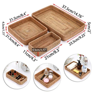 Stylish Handwoven Rattan Serving Tray Set for Home Decor