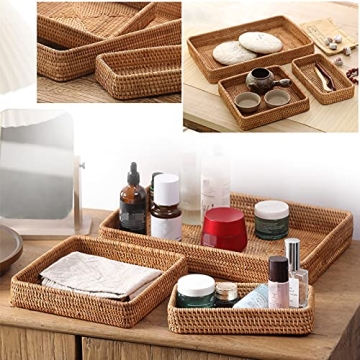 Stylish Handwoven Rattan Serving Tray Set for Home Decor