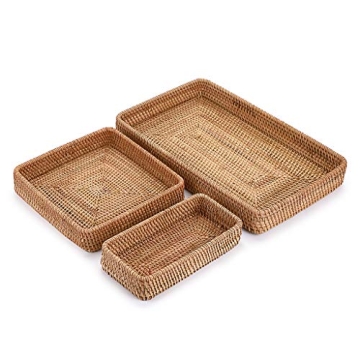 Stylish Handwoven Rattan Serving Tray Set for Home Decor