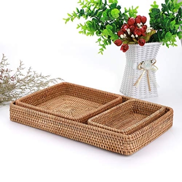 Stylish Handwoven Rattan Serving Tray Set for Home Decor